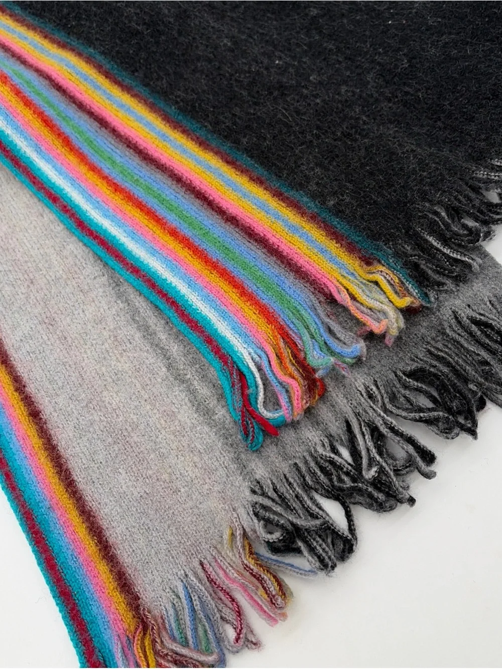 PAUL SMITH Artist Stripe New Wool Reversible Blanket Scarf Quiet Luxury